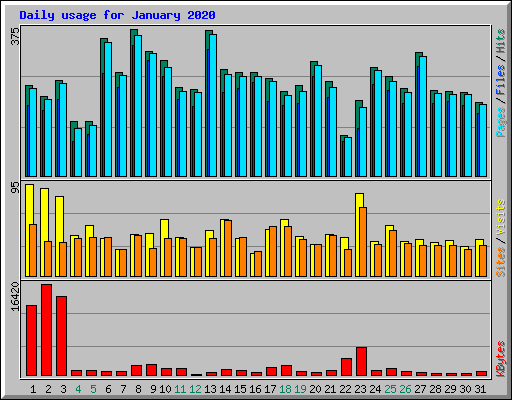 Daily usage for January 2020