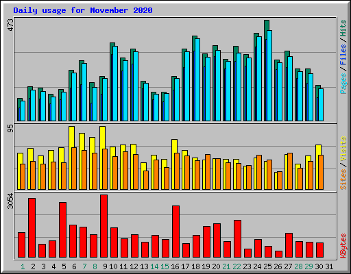 Daily usage for November 2020