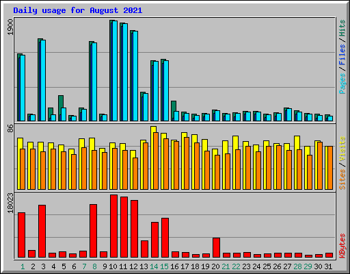 Daily usage for August 2021