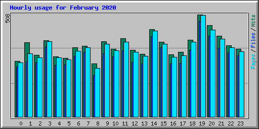 Hourly usage for February 2020